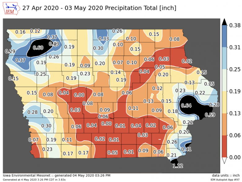 Corn planting progress surges ahead with below average precipitation